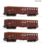 Roco 6600087 - H0 - 3-tlg. Set offener Güterwagen Eas, Budamar, Ep. VI